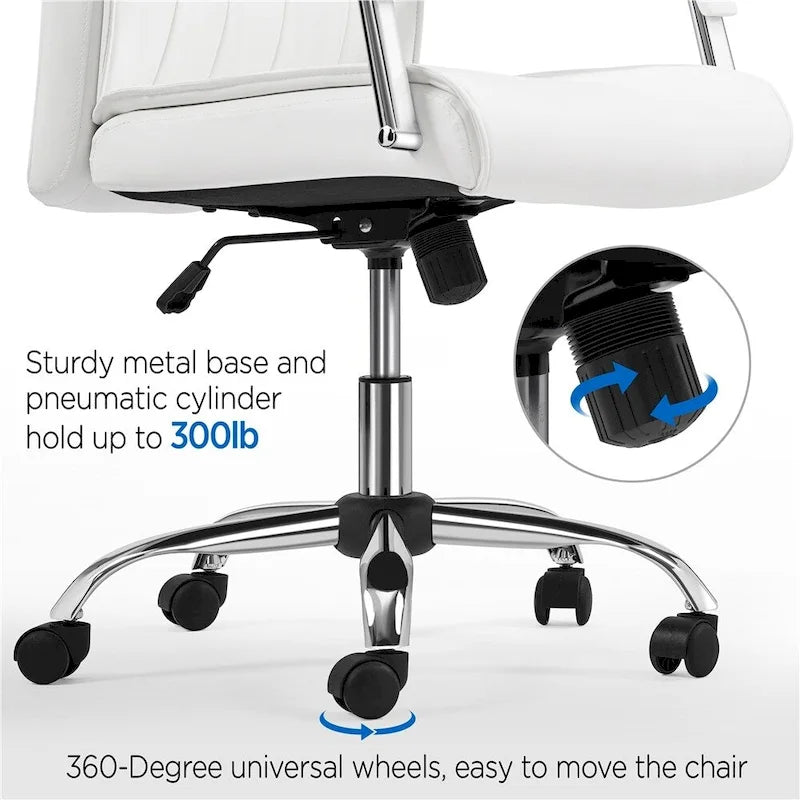 Chaise de bureau Yaheetech contemporaine en similicuir avec dossier haut