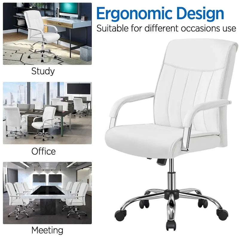 Chaise de bureau Yaheetech contemporaine en similicuir avec dossier haut