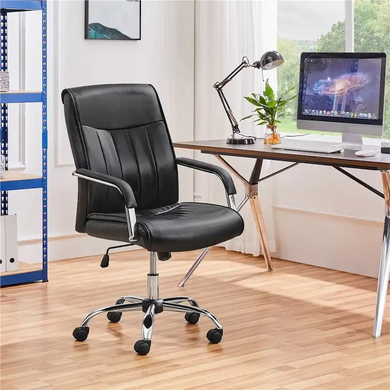 Chaise de bureau Yaheetech contemporaine en similicuir avec dossier haut