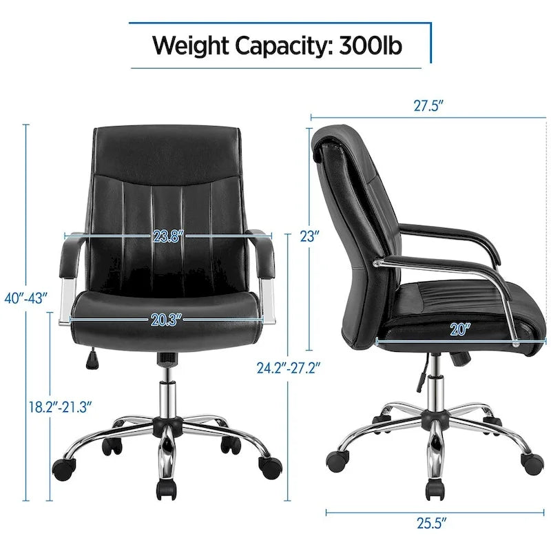 Chaise de bureau Yaheetech contemporaine en similicuir avec dossier haut