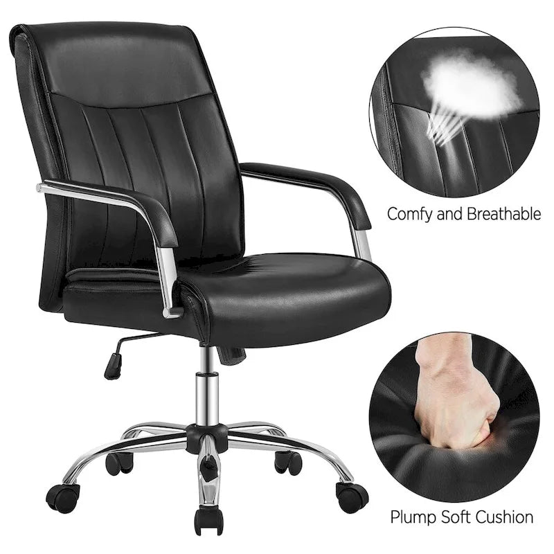 Chaise de bureau Yaheetech contemporaine en similicuir avec dossier haut
