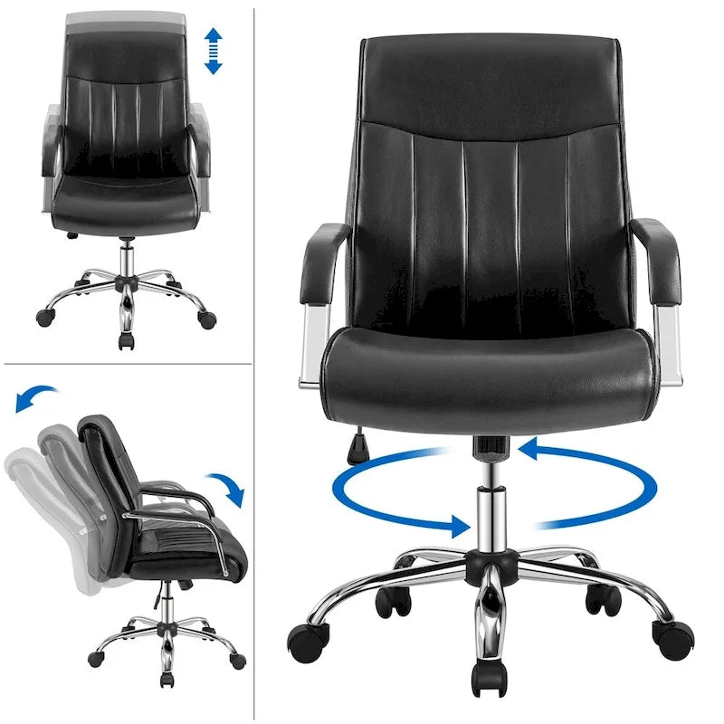 Chaise de bureau Yaheetech contemporaine en similicuir avec dossier haut