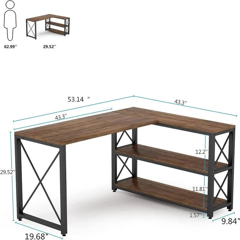 Bureau d'angle industriel réversible