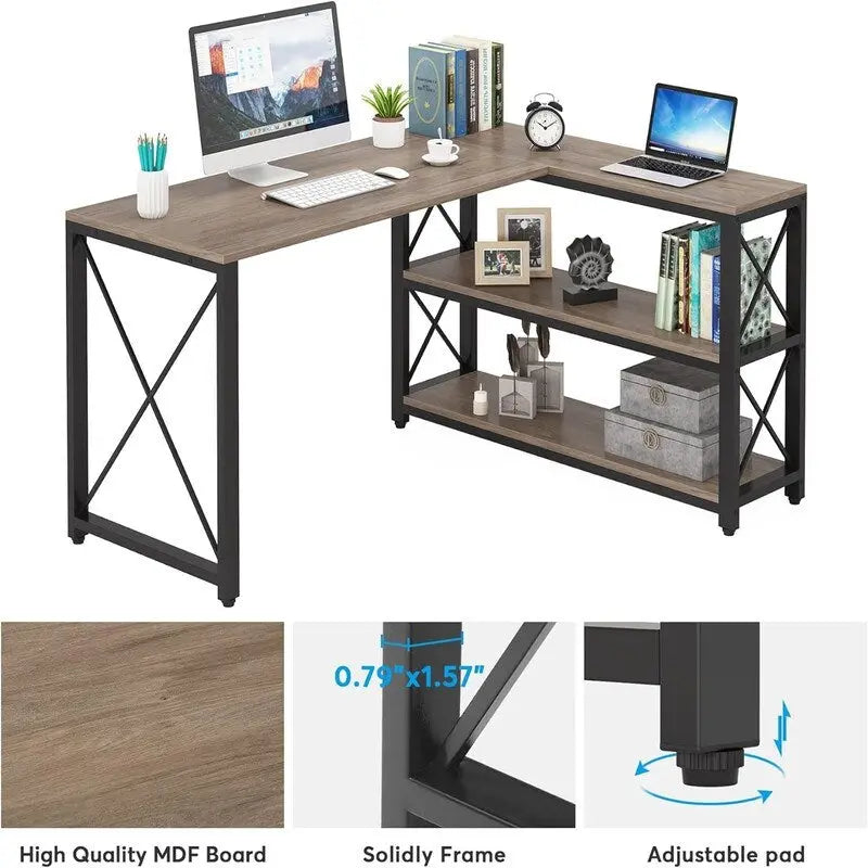 Bureau d'angle industriel réversible
