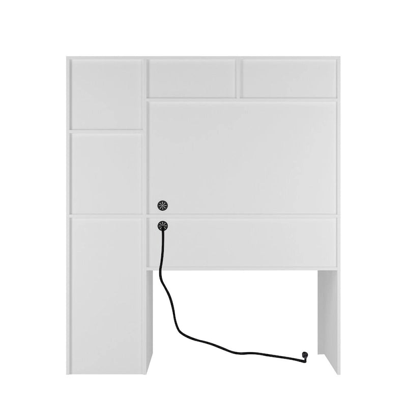 Bureau d'ordinateur avec étagère, bureau en bois pour adolescents, pour écrire, ordinateur portable, maison, bureau avec tiroirs, 3 prises CA et 2 ports de chargement USB