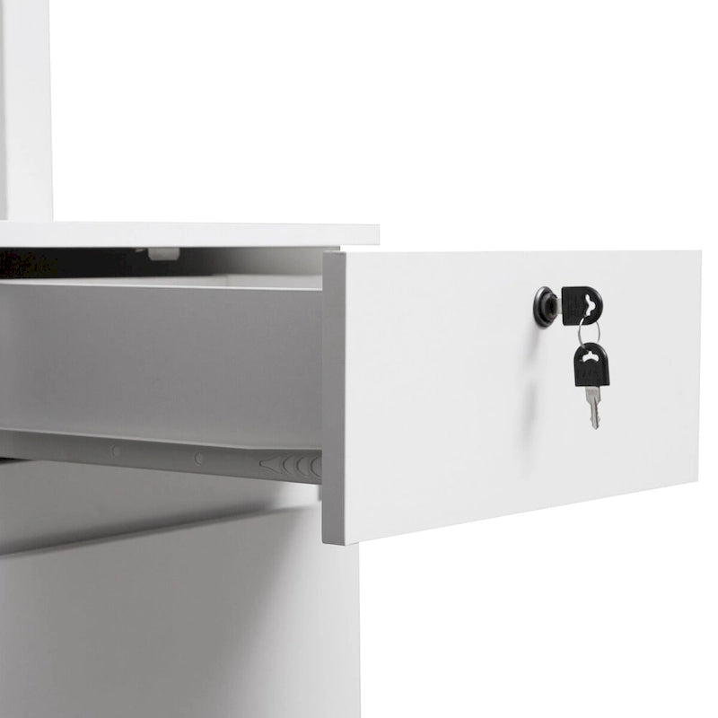 Bureau d'ordinateur avec étagère, bureau en bois pour adolescents, pour écrire, ordinateur portable, maison, bureau avec tiroirs, 3 prises CA et 2 ports de chargement USB