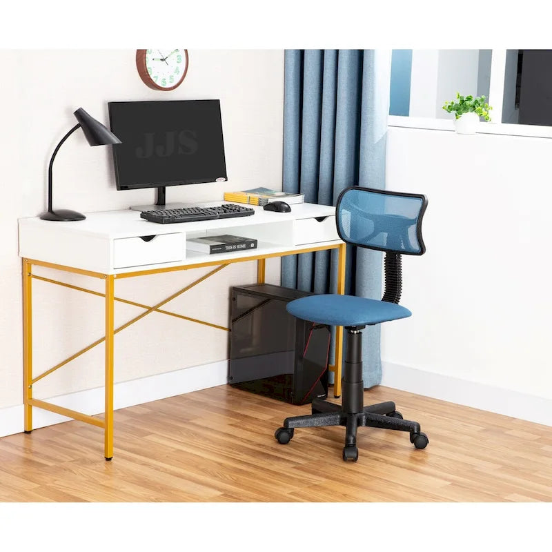 Bureau de 48 pouces JJS avec tiroirs, grande station de travail contemporaine pour ordinateur portable et rangement pour le bureau à domicile