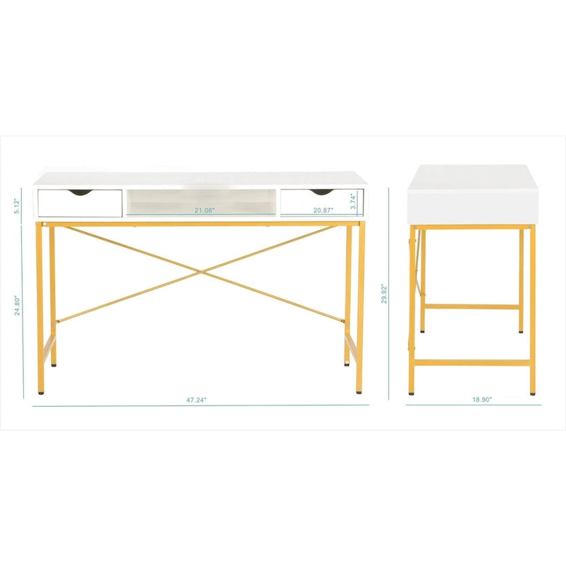 Bureau de 48 pouces JJS avec tiroirs, grande station de travail contemporaine pour ordinateur portable et rangement pour le bureau à domicile