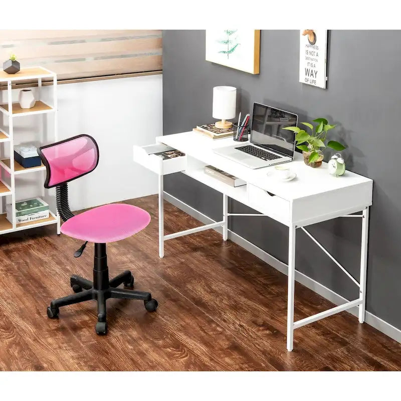 Bureau de 48 pouces JJS avec tiroirs, grande station de travail contemporaine pour ordinateur portable et rangement pour le bureau à domicile