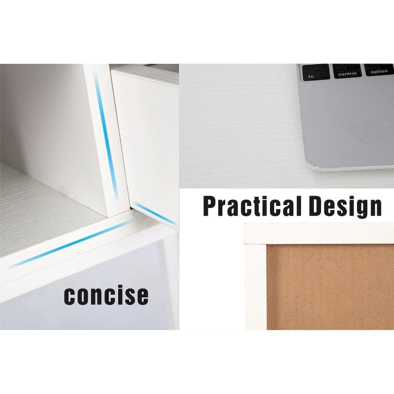Bureau de 48 pouces JJS avec tiroirs, grande station de travail contemporaine pour ordinateur portable et rangement pour le bureau à domicile