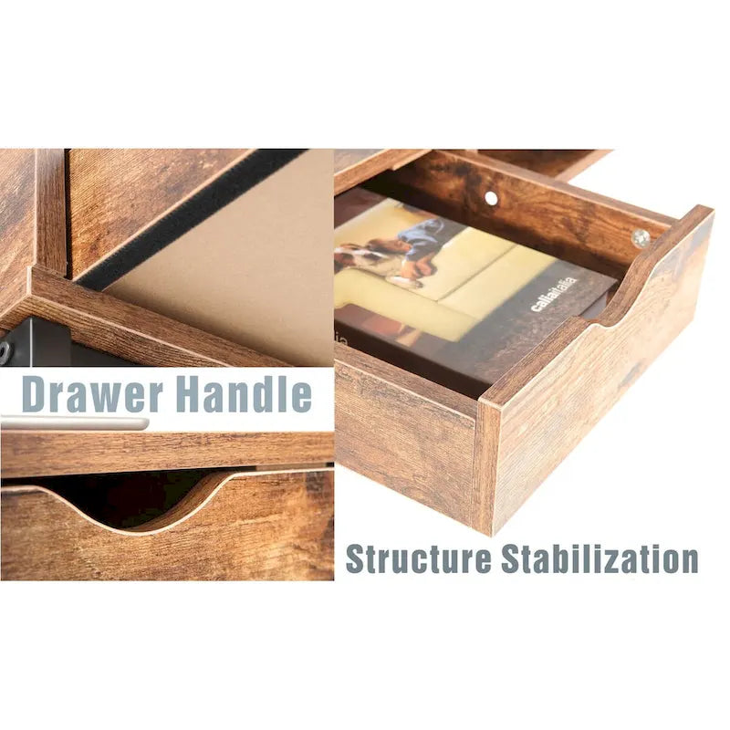 Bureau de 48 pouces JJS avec tiroirs, grande station de travail contemporaine pour ordinateur portable et rangement pour le bureau à domicile