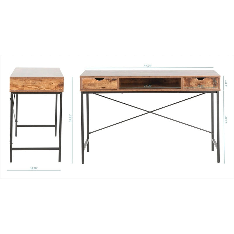 Bureau de 48 pouces JJS avec tiroirs, grande station de travail contemporaine pour ordinateur portable et rangement pour le bureau à domicile