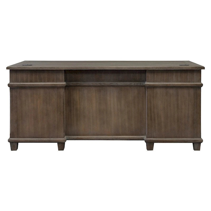 Bureau de direction à double piédestal Carson Wood, Table d'écriture, Bureau, Gris