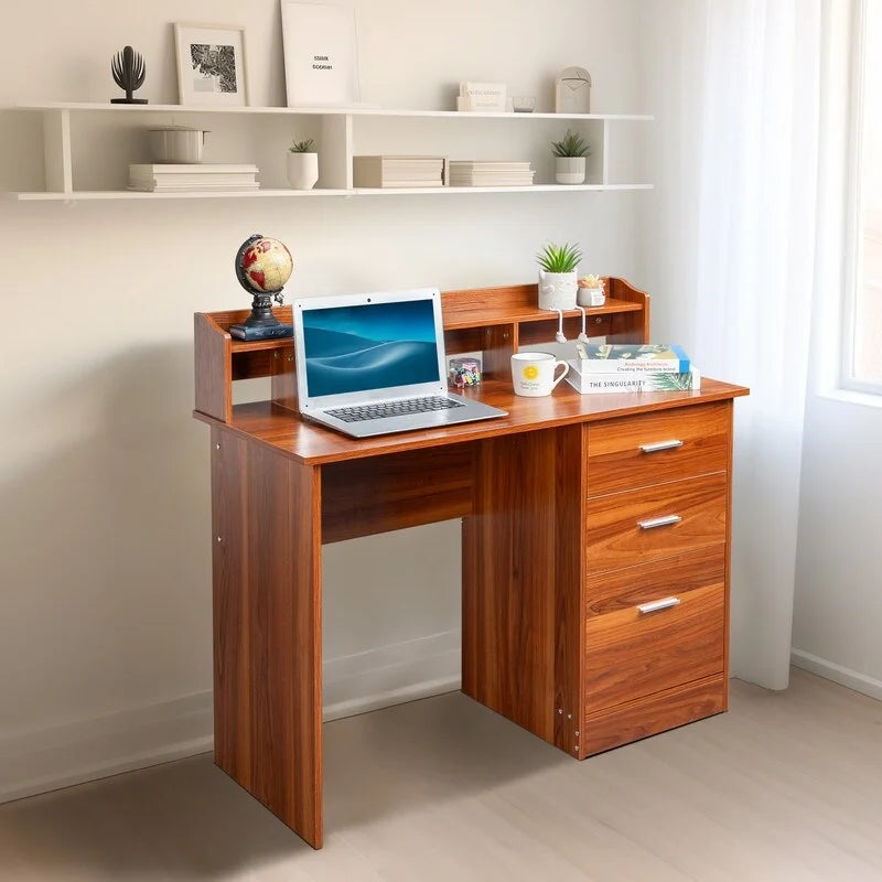 43.31 3 tiroirs bureau d'ordinateur en bois avec armoire de classement