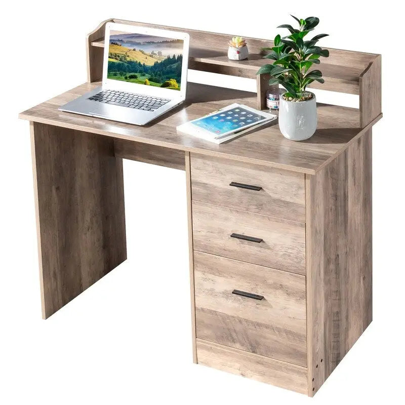 43.31 3 tiroirs bureau d'ordinateur en bois avec armoire de classement