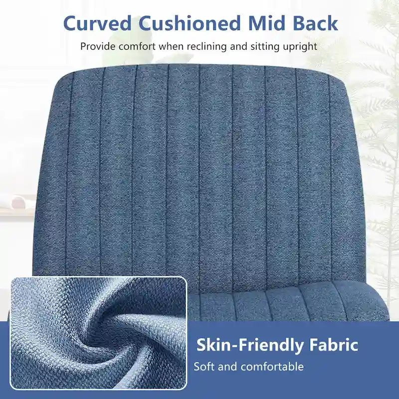Chaise de bureau sans accoudoirs à roulettes, pour ordinateur, confortable et large, pivotante, réglable en hauteur, pour travailler les jambes croisées