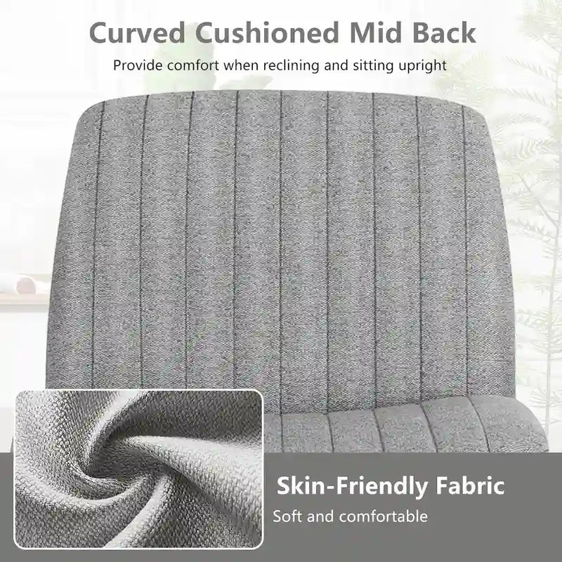 Chaise de bureau sans accoudoirs à roulettes, pour ordinateur, confortable et large, pivotante, réglable en hauteur, pour travailler les jambes croisées