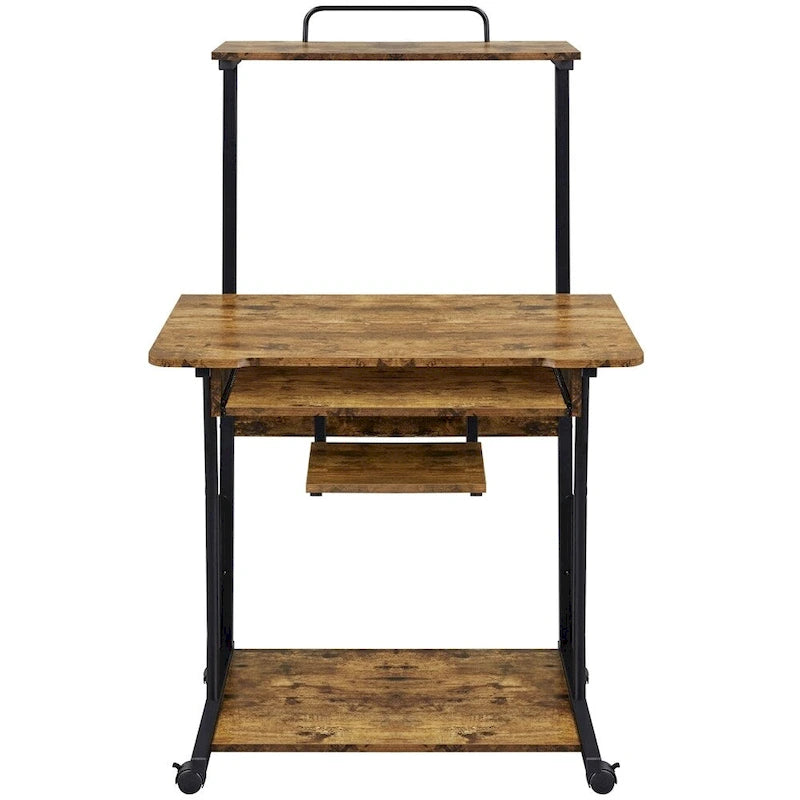 Bureau d'ordinateur portable Yaheetech avec 4 étagères et un plateau coulissant pour clavier