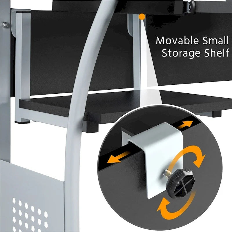 Bureau d'ordinateur portable Yaheetech avec 4 étagères et un plateau coulissant pour clavier