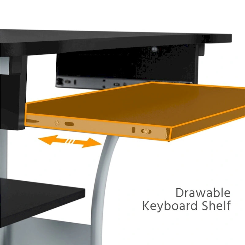 Bureau d'ordinateur portable Yaheetech avec 4 étagères et un plateau coulissant pour clavier