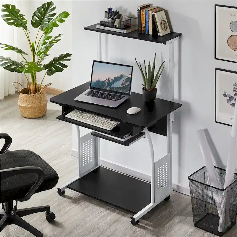 Bureau d'ordinateur portable Yaheetech avec 4 étagères et un plateau coulissant pour clavier