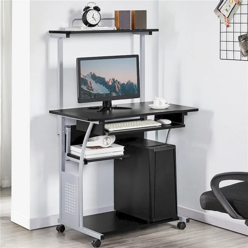 Bureau d'ordinateur portable Yaheetech avec 4 étagères et un plateau coulissant pour clavier
