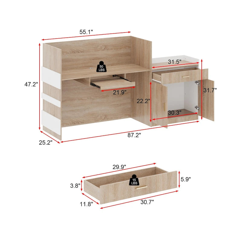 Bureau de réception contemporain avec tiroir clavier
