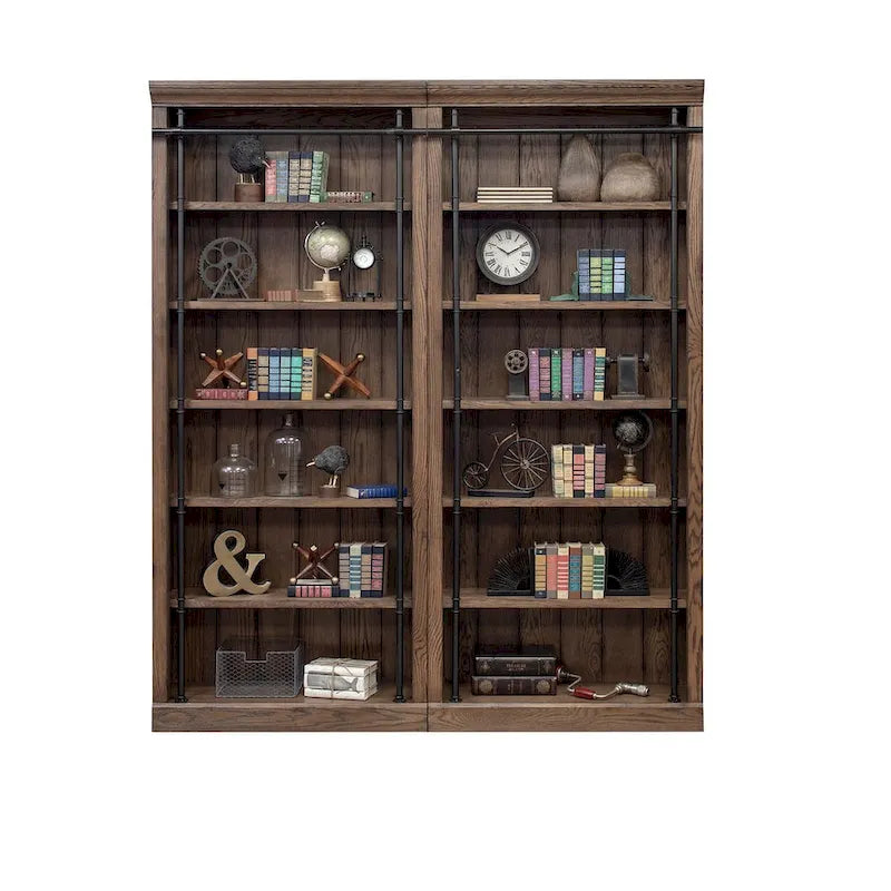 Étagère murale Avondale de 2,4 m de haut avec échelle, meuble de rangement, étagère de présentation pour bureau, marron - 203 larg. x 239 haut. x 38 prof.