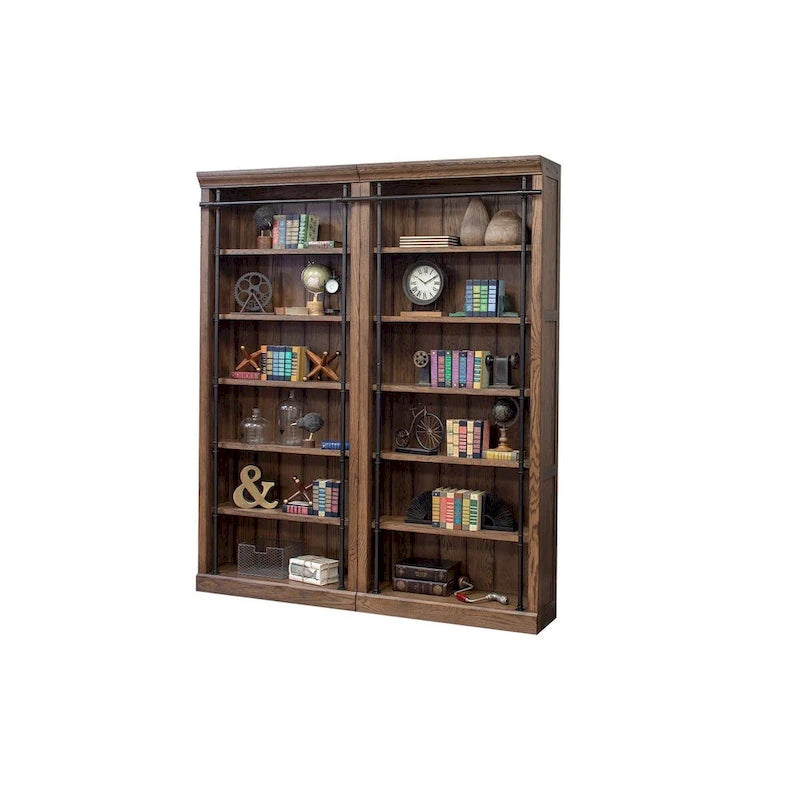Étagère murale Avondale de 2,4 m de haut avec échelle, meuble de rangement, étagère de présentation pour bureau, marron - 203 larg. x 239 haut. x 38 prof.