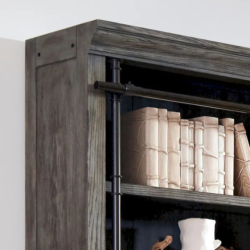 Étagère murale Avondale de 2,4 m de haut avec échelle, meuble de rangement, étagère de présentation pour bureau, marron - 203 larg. x 239 haut. x 38 prof.
