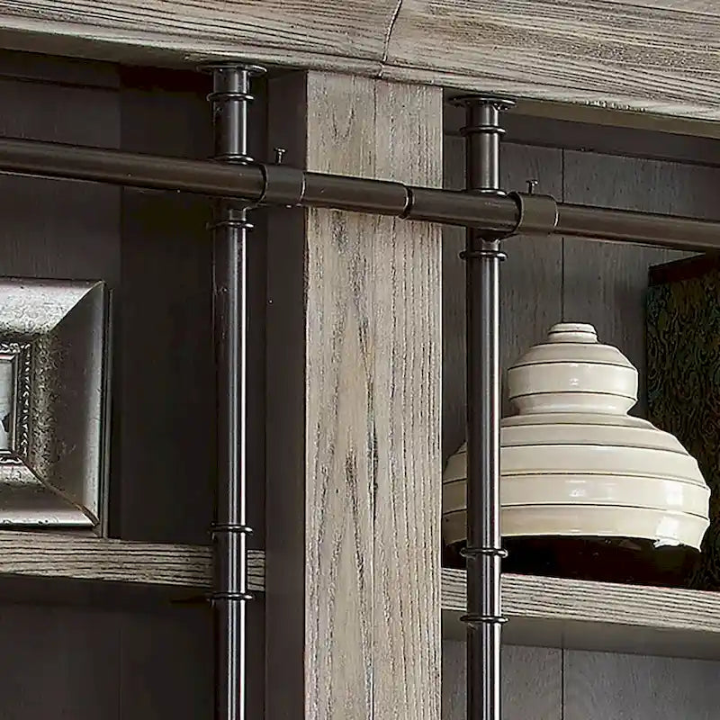 Étagère murale Avondale de 2,4 m de haut avec échelle, meuble de rangement, étagère de présentation pour bureau, marron - 203 larg. x 239 haut. x 38 prof.