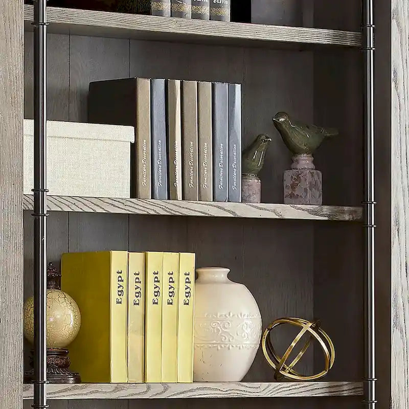 Étagère murale Avondale de 2,4 m de haut avec échelle, meuble de rangement, étagère de présentation pour bureau, marron - 203 larg. x 239 haut. x 38 prof.