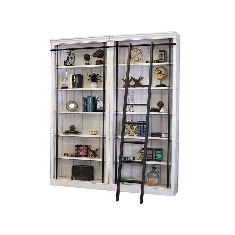Étagère murale Avondale de 2,4 m de haut avec échelle, meuble de rangement, étagère de présentation pour bureau, marron - 203 larg. x 239 haut. x 38 prof.