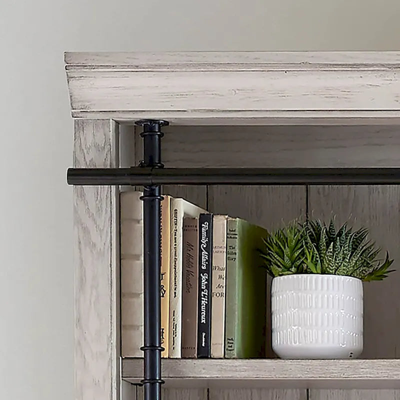 Étagère murale Avondale de 2,4 m de haut avec échelle, meuble de rangement, étagère de présentation pour bureau, marron - 203 larg. x 239 haut. x 38 prof.