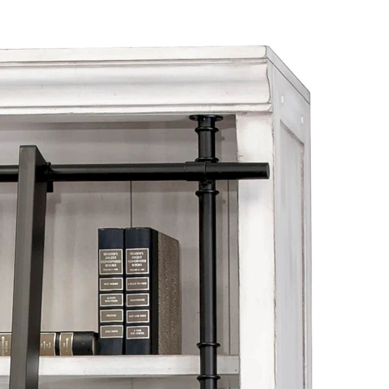 Étagère murale Avondale de 2,4 m de haut avec échelle, meuble de rangement, étagère de présentation pour bureau, marron - 203 larg. x 239 haut. x 38 prof.