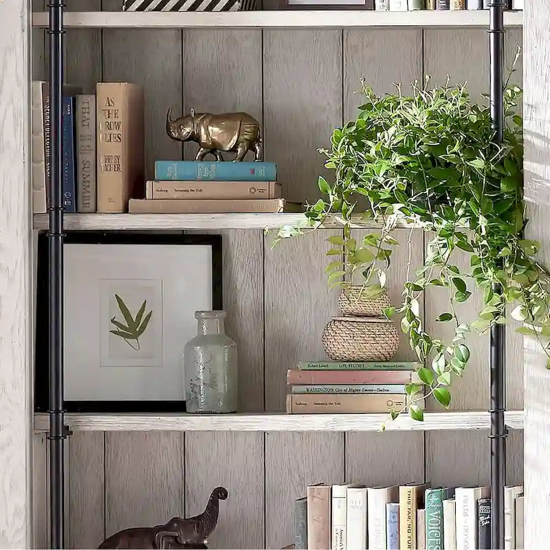 Étagère murale Avondale de 2,4 m de haut avec échelle, meuble de rangement, étagère de présentation pour bureau, marron - 203 larg. x 239 haut. x 38 prof.