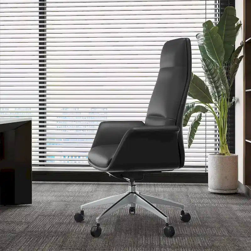 Fauteuil de bureau en cuir à dossier haut Summit avec fonctions pivotantes et inclinables