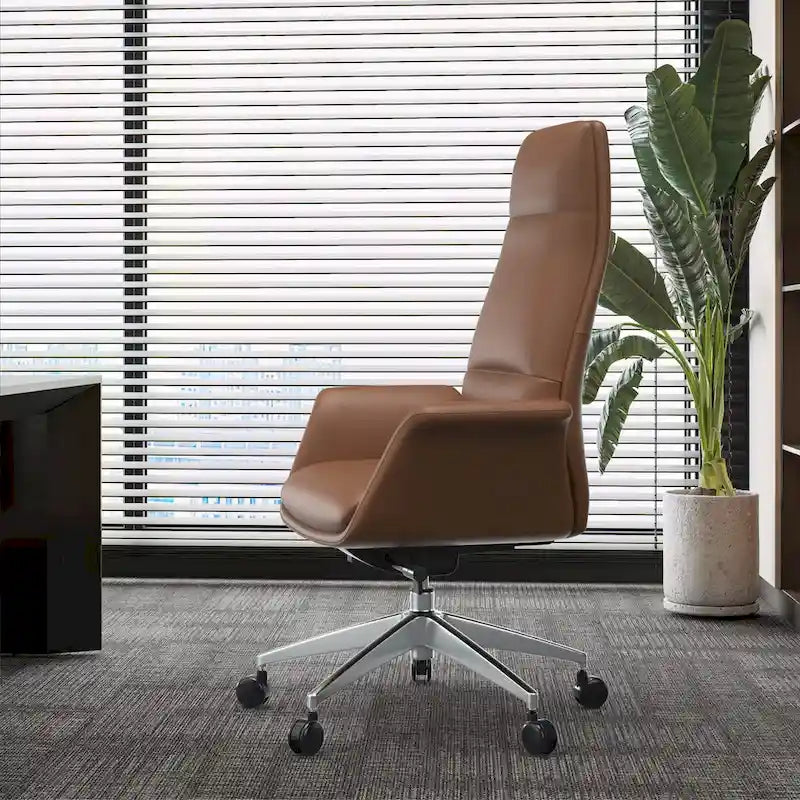 Fauteuil de bureau en cuir à dossier haut Summit avec fonctions pivotantes et inclinables