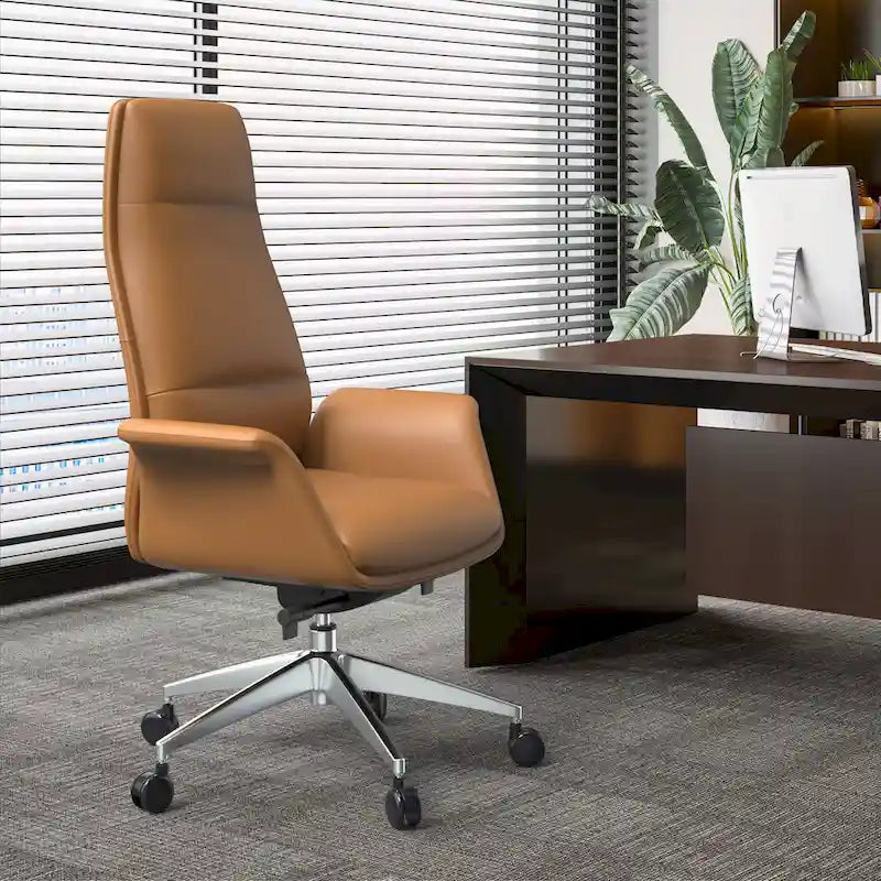 Fauteuil de bureau en cuir à dossier haut Summit avec fonctions pivotantes et inclinables