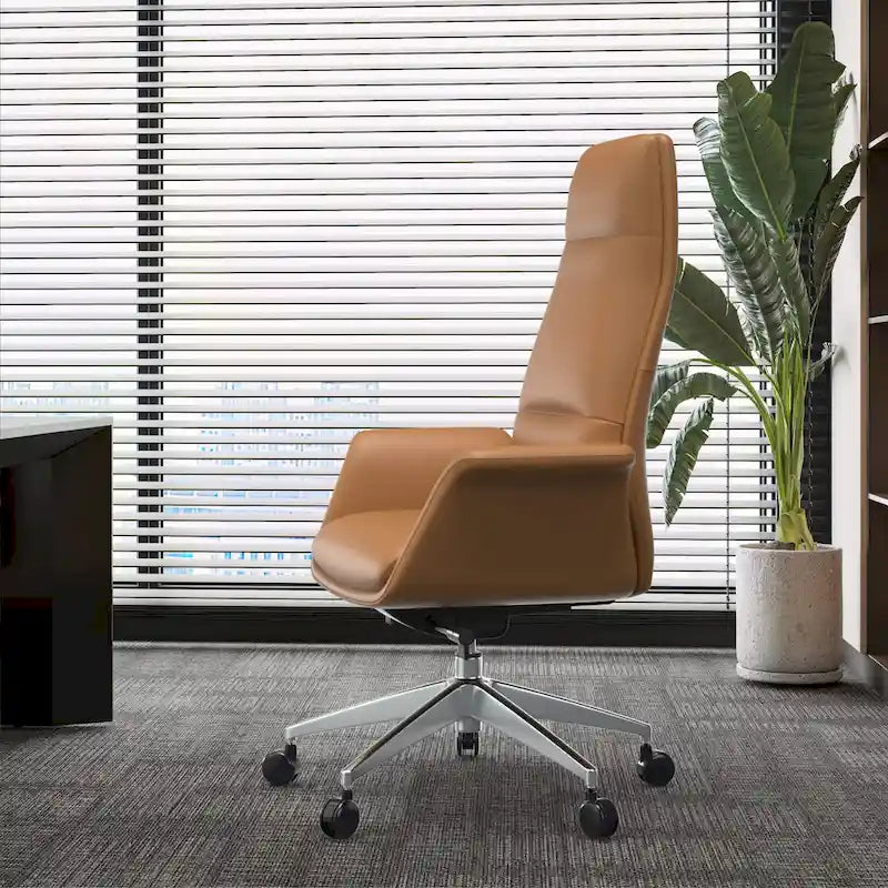 Fauteuil de bureau en cuir à dossier haut Summit avec fonctions pivotantes et inclinables