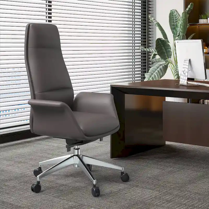 Fauteuil de bureau en cuir à dossier haut Summit avec fonctions pivotantes et inclinables