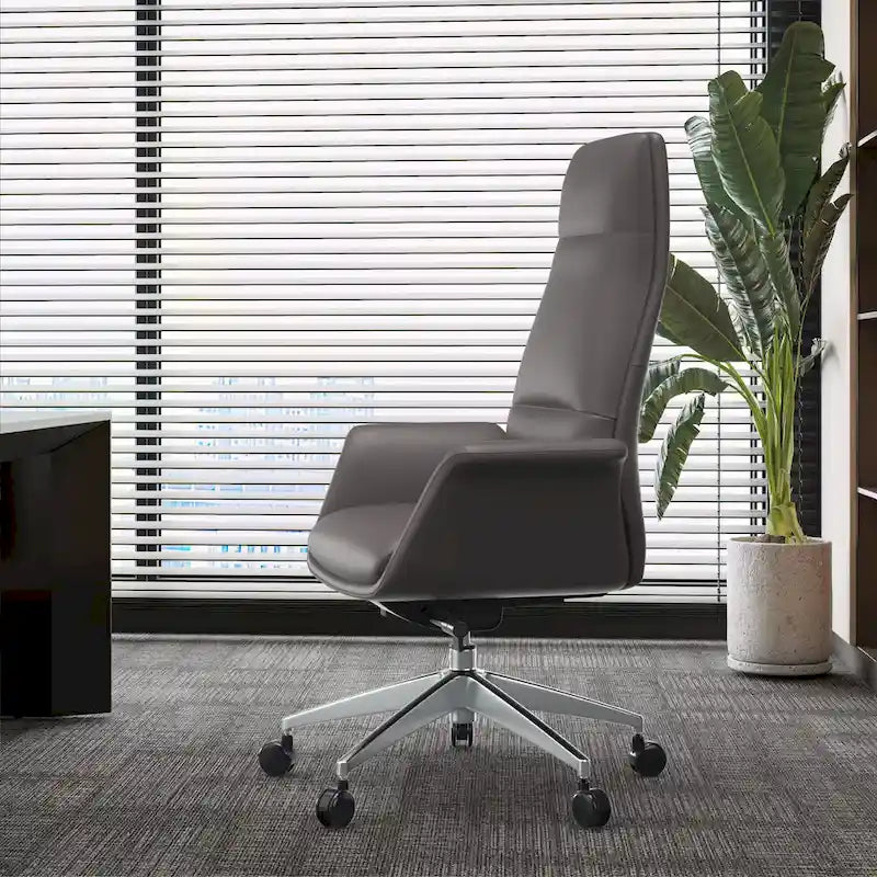 Fauteuil de bureau en cuir à dossier haut Summit avec fonctions pivotantes et inclinables