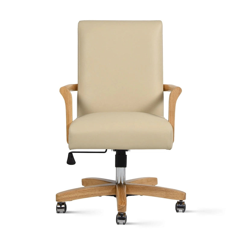 Chaise de bureau pivotante en cuir pleine fleur Dumont Modern Farmhouse