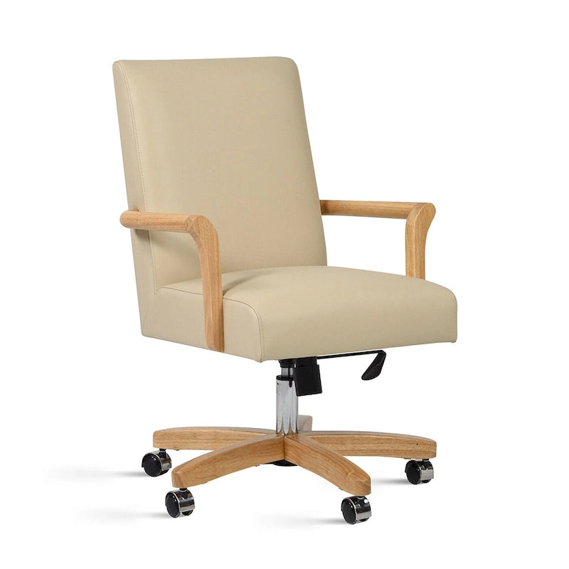 Chaise de bureau pivotante en cuir pleine fleur Dumont Modern Farmhouse