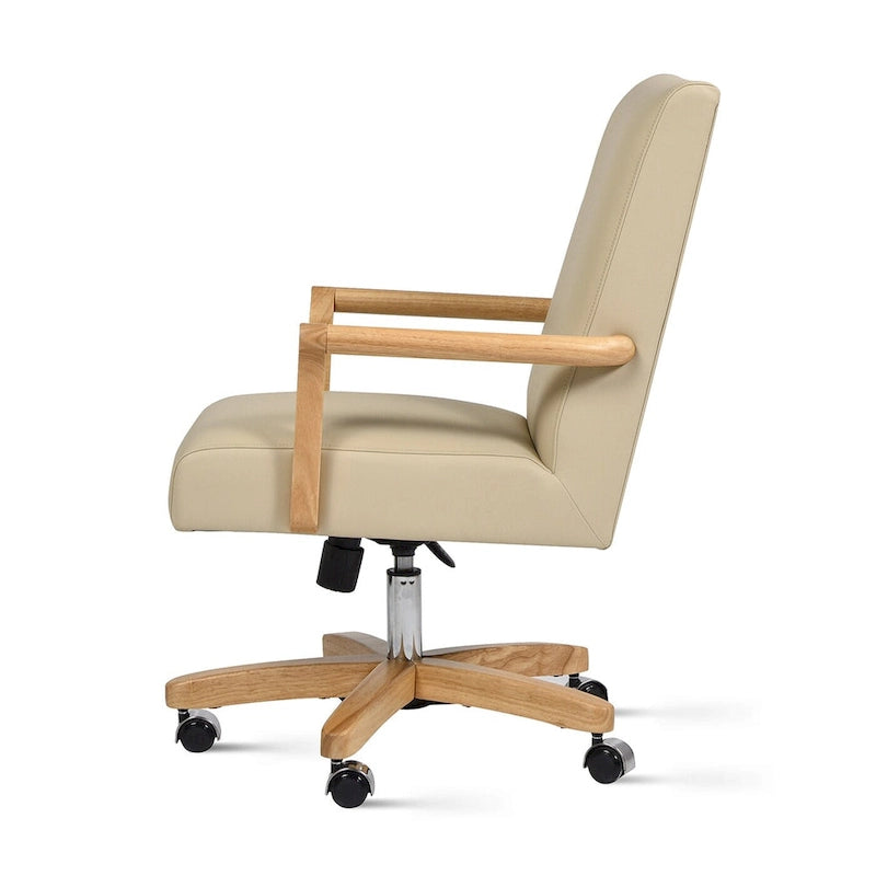 Chaise de bureau pivotante en cuir pleine fleur Dumont Modern Farmhouse