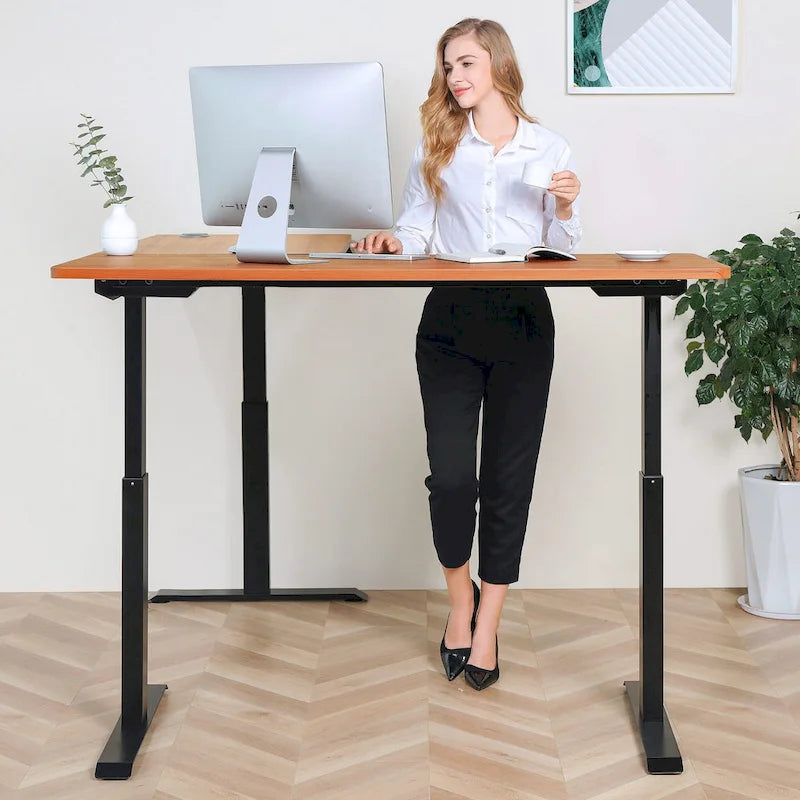 Bureau debout électrique BRODAN, bureau réglable en hauteur, en forme de L