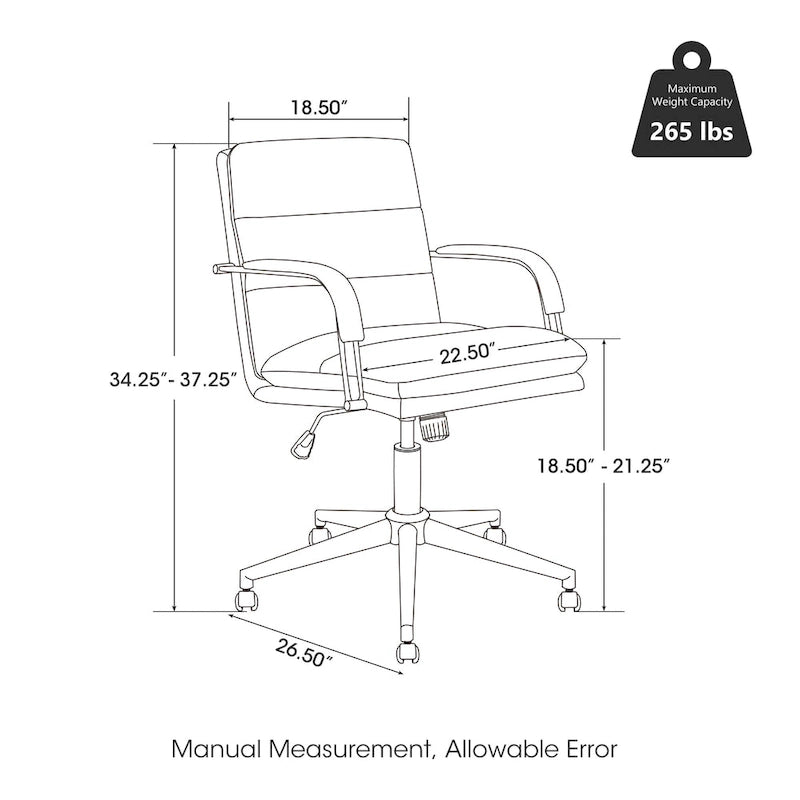 Fauteuil de bureau pivotant réglable en similicuir Glitzhome avec accoudoir, design ergonomique