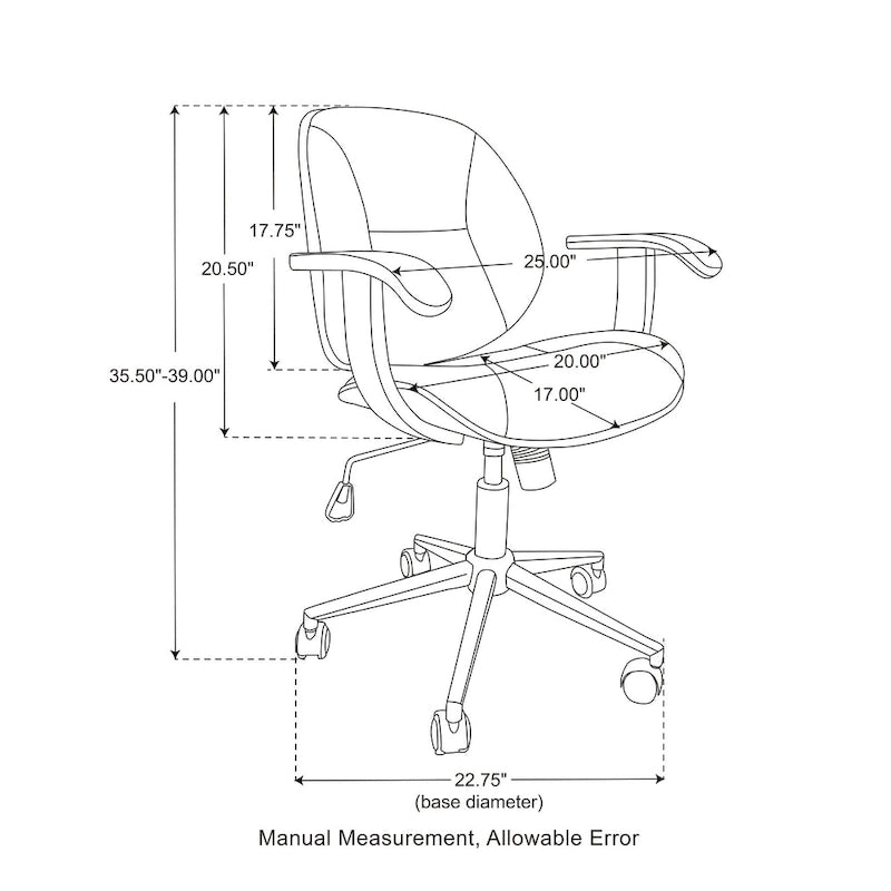 Fauteuil de bureau pivotant réglable en similicuir Glitzhome avec accoudoir, design ergonomique