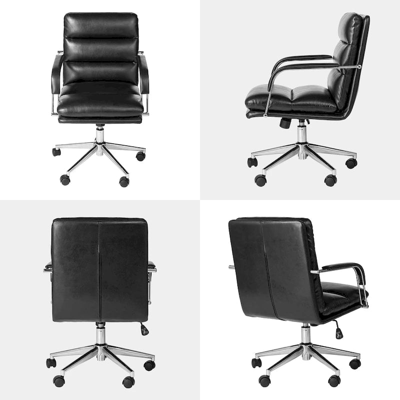 Fauteuil de bureau pivotant réglable en similicuir Glitzhome avec accoudoir, design ergonomique