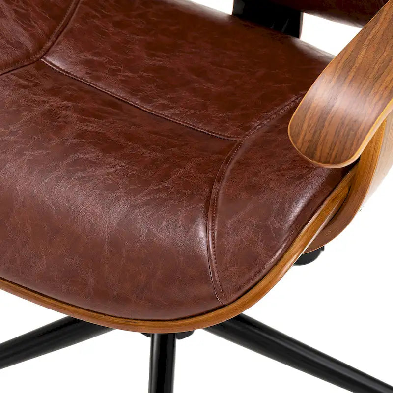 Fauteuil de bureau pivotant réglable en similicuir Glitzhome avec accoudoir, design ergonomique
